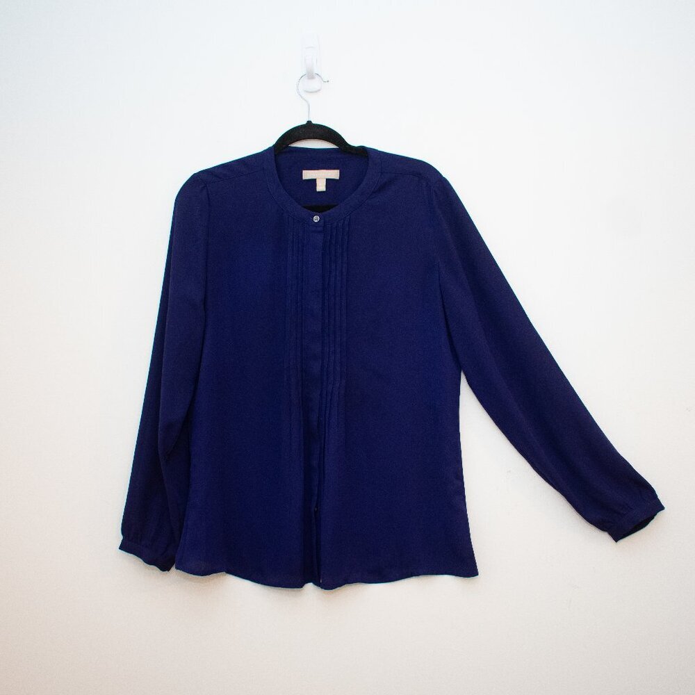 Banana Republic Medium Royal Purple Sheer Riviera Long Sleeve Blouse